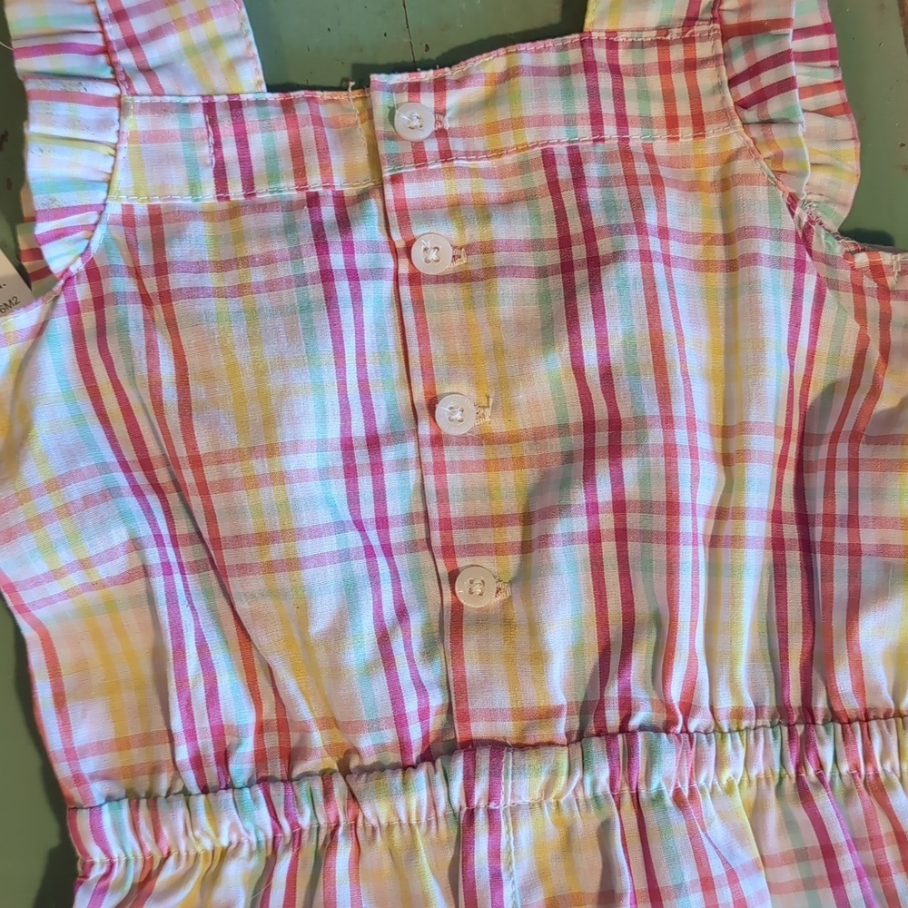 U.S. Polo Assn. Girls Colorful Plaid Romper - Picture 3 of 6